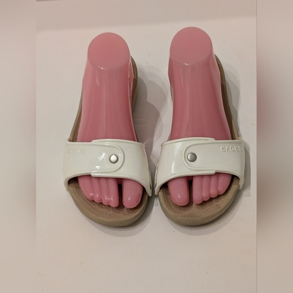 Crocs Women's 8 Cobbler Slides Sandals Slip On White - Picture 1 of 6
